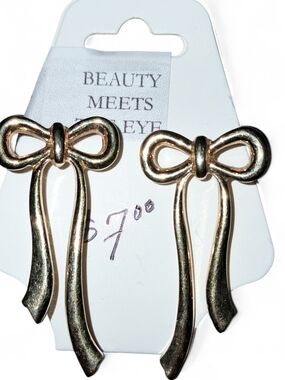 Gold Bow Dangle Earrings
